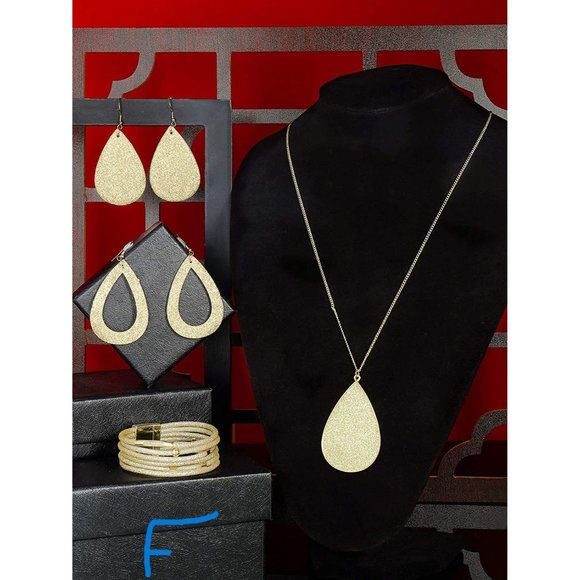 New 4 Pieces Women's Glitter Jewelry Set Multi-Layer Bracelet - Picture 3 of 14